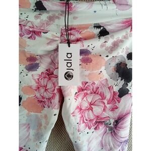 Jala Floral Lotus Ruched Back Yoga Leggings Pink Purple Watercolor Medium NEW